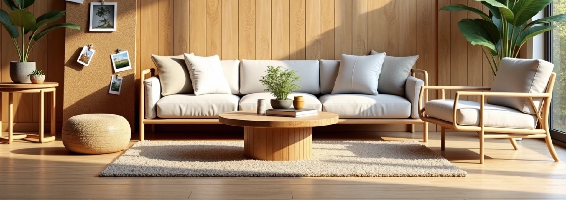 Decoración con bambú, corcho y madera recuperada
